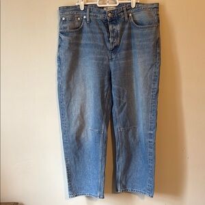 Darted Barrel Legged Jeans with Casual Faded Look